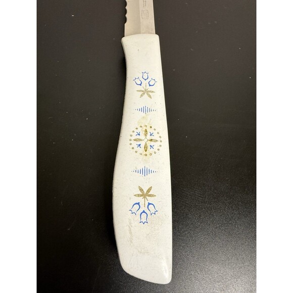 Ekco Vanadium Blue Dutch Tulip Knife Hollow Ground Bread Carving 14” VTG - Picture 3 of 6